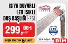 HOUSE PRATİK ISIYA DUYARLI LED IŞIKLI DUŞ BAŞLIĞI HOUSE PRATİK ISIYA DUYARLI LED IŞIKLI DUŞ BAŞLIĞI